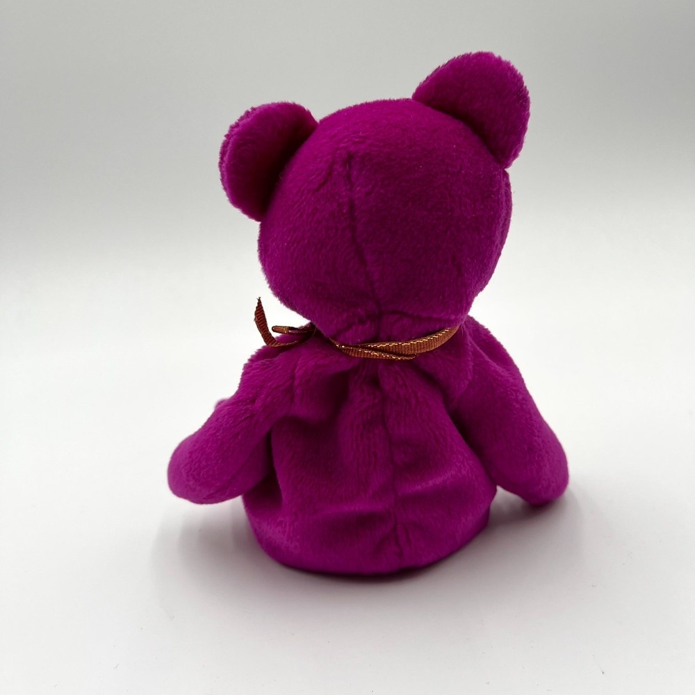 Ty Beanie Babies Millennium Bear Plush Toy Purple Soft Stuffed Handmade Animal - Picture 4 of 7